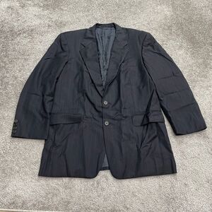 Hickey Freeman Boardroom Wool Suit Blazer Jacket Mens 40R Navy Blue Striped Work